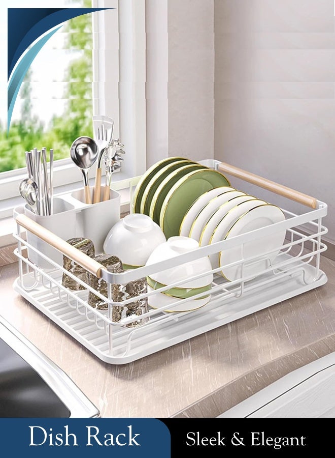 RACK STORE KITCHEN DISH RACK, COUNTERTOP PLATE RACK WITH DRAIN TRAY - Image 1