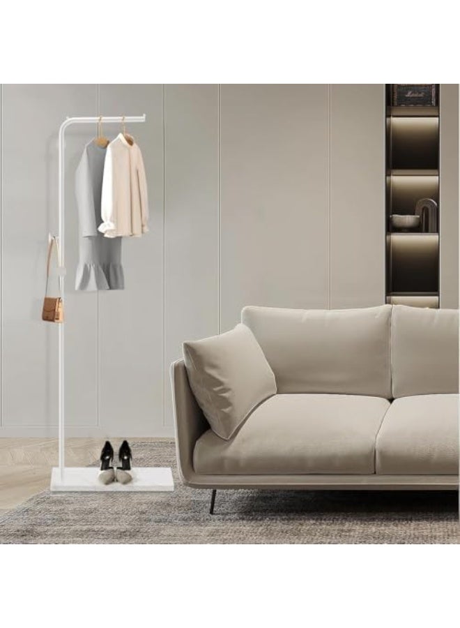 Old_Feller Modern Metal Coat Rack Freestanding ,Coat Stand With 3 Hooks,Perfect for Bedroom, Living Room, Office & Dining. Easy to Clean, Stylish & Durable, White&White - Image 3