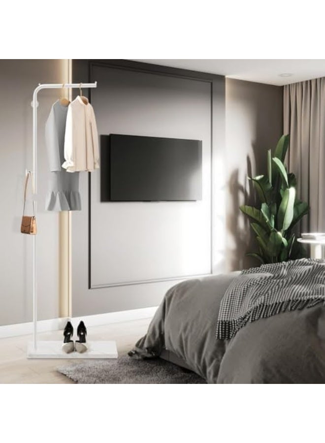 Old_Feller Modern Metal Coat Rack Freestanding ,Coat Stand With 3 Hooks,Perfect for Bedroom, Living Room, Office & Dining. Easy to Clean, Stylish & Durable, White&White - Image 2