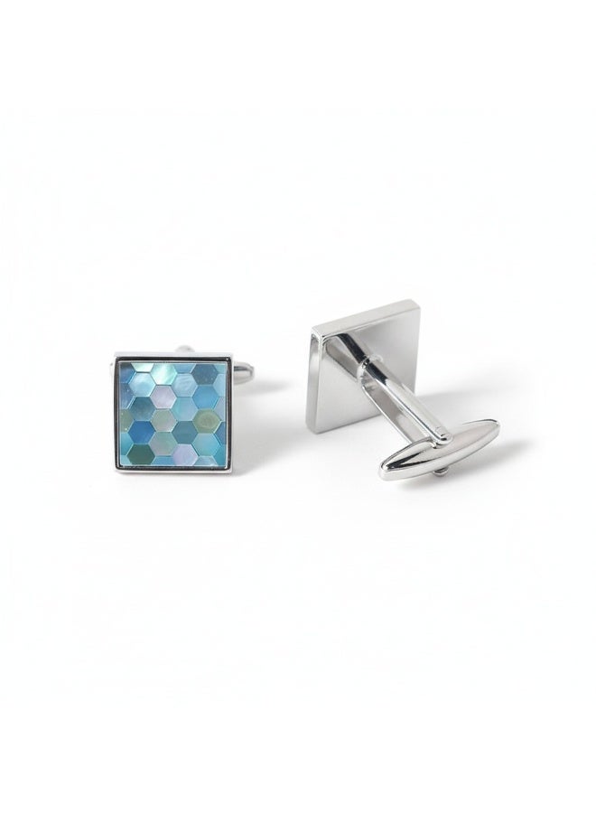 ALCOACH Men’s Square Cufflinks Set – Elegant Pattern Design (2 Pieces) - Image 2