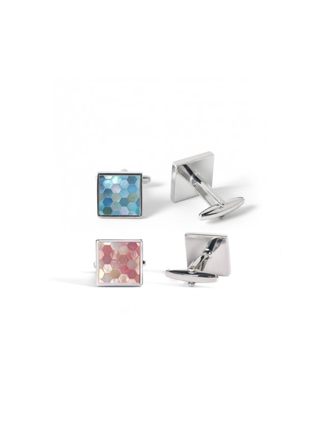 ALCOACH Men’s Square Cufflinks Set – Elegant Pattern Design (2 Pieces) - Image 1