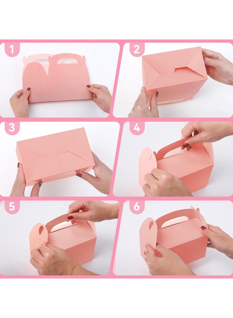 صندوق وجبات خفيفة من 20 قطعة وردية صندوق هدية صندوق هدية وورق جبلي صندوق هدية مع مقبض وهو مناسب جدا لحفلات زخرفة قوس قزح - Image 3