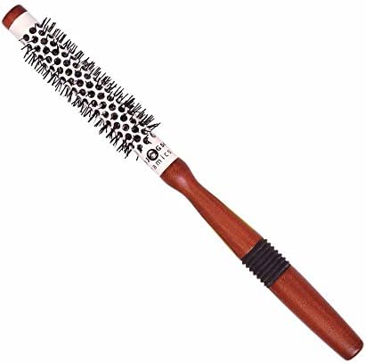 Head Jog Ceramic Wooden Radial Round Brush Styling Volumising Hair Tool With Nylon Bristle Vented Ceramic Barrel For Smooth Hair With Shine Versatile Wooden Hair Brush 16mm