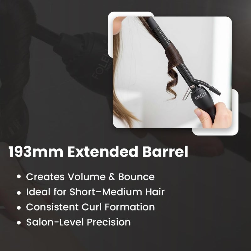 FOLELLO - Wave 10 - Curling Tong for Professionals, Salons and Home Use - Ergonomic Design & Comfortable Grip - Hair Curling, Styling - 10MM Barrel, Black - Image 2