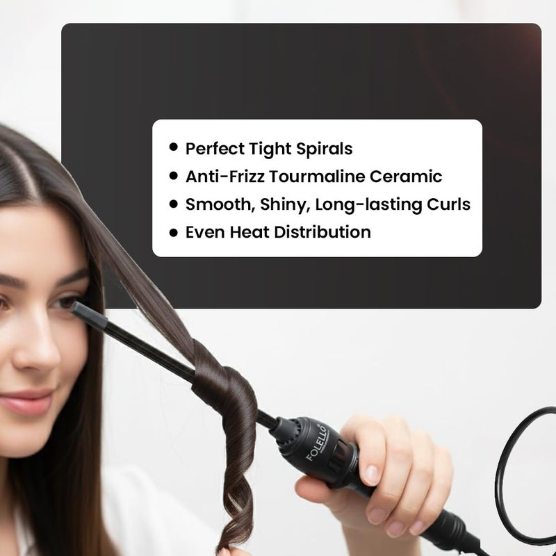 FOLELLO - Wave 10 - Curling Tong for Professionals, Salons and Home Use - Ergonomic Design & Comfortable Grip - Hair Curling, Styling - 10MM Barrel, Black - Image 5