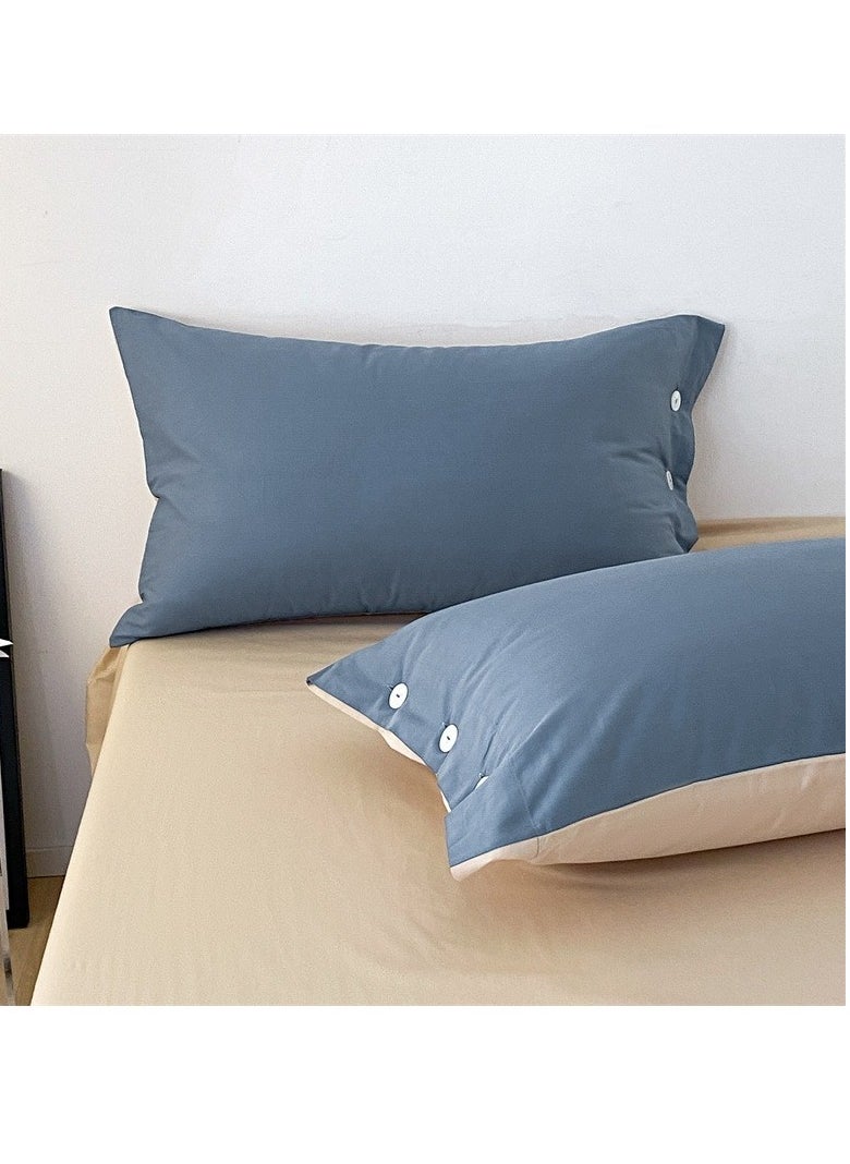AROAQ Bed Cover Set, Soft Luxurious Pure Bedsheet Set, Long-staple Cotton Simple Solid Color Bed Sheet Quilt Cover Bedding Twill Cotton Set,( mountain gray, 2.0m bed sheet four-piece set)  - Image 4