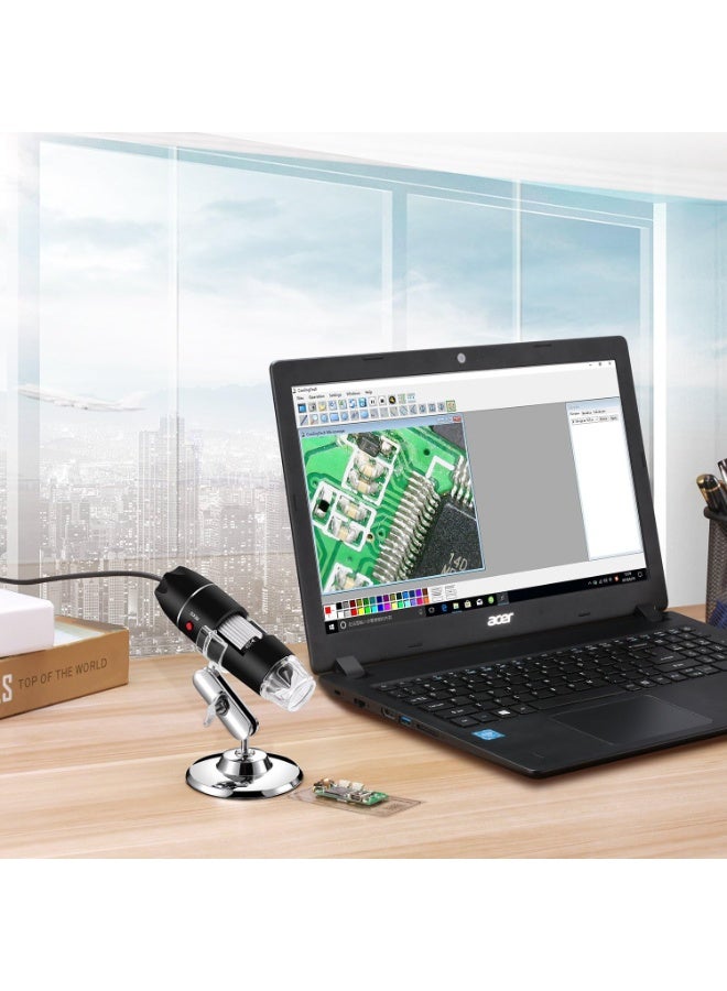 ميكروسكوب رقمي USB 3 في 1 Micro USB Type C بتكبير 50X-1600X مع محول OTG ومنظار مع حامل متوافق مع الأجهزة المحمولة والكمبيوترات اللوحية Samsung Galaxy و Android و Mac و Windows - Image 5