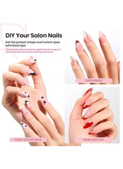 beetles Gel Polish Beetles Tipex Instant Apex Nail Tips Almond Medium-Pre-Building & Pre-Etched Strong Thick Acrylic Nail Tips,16 Sizes for Flat Nails, Press on Nails 192 Pieces Valentine's Day Gift for Women  - Image 4