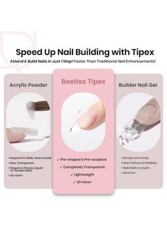beetles Gel Polish Beetles Tipex Instant Apex Nail Tips Almond Medium-Pre-Building & Pre-Etched Strong Thick Acrylic Nail Tips,16 Sizes for Flat Nails, Press on Nails 192 Pieces Valentine's Day Gift for Women  - Image 3