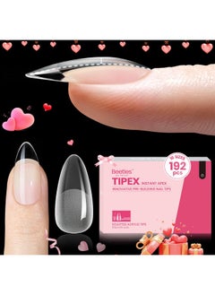 beetles Gel Polish Beetles Tipex Instant Apex Nail Tips Almond Medium-Pre-Building & Pre-Etched Strong Thick Acrylic Nail Tips,16 Sizes for Flat Nails, Press on Nails 192 Pieces Valentine's Day Gift for Women  - Image 1