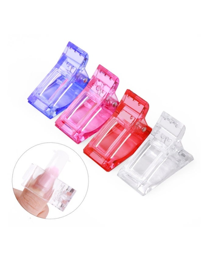4 Transparent Nail Clips For Quick Construction Of Polygel Nail Extensions, Uv Led Building Clips, Nail Tools (Multicolor) - Image 1