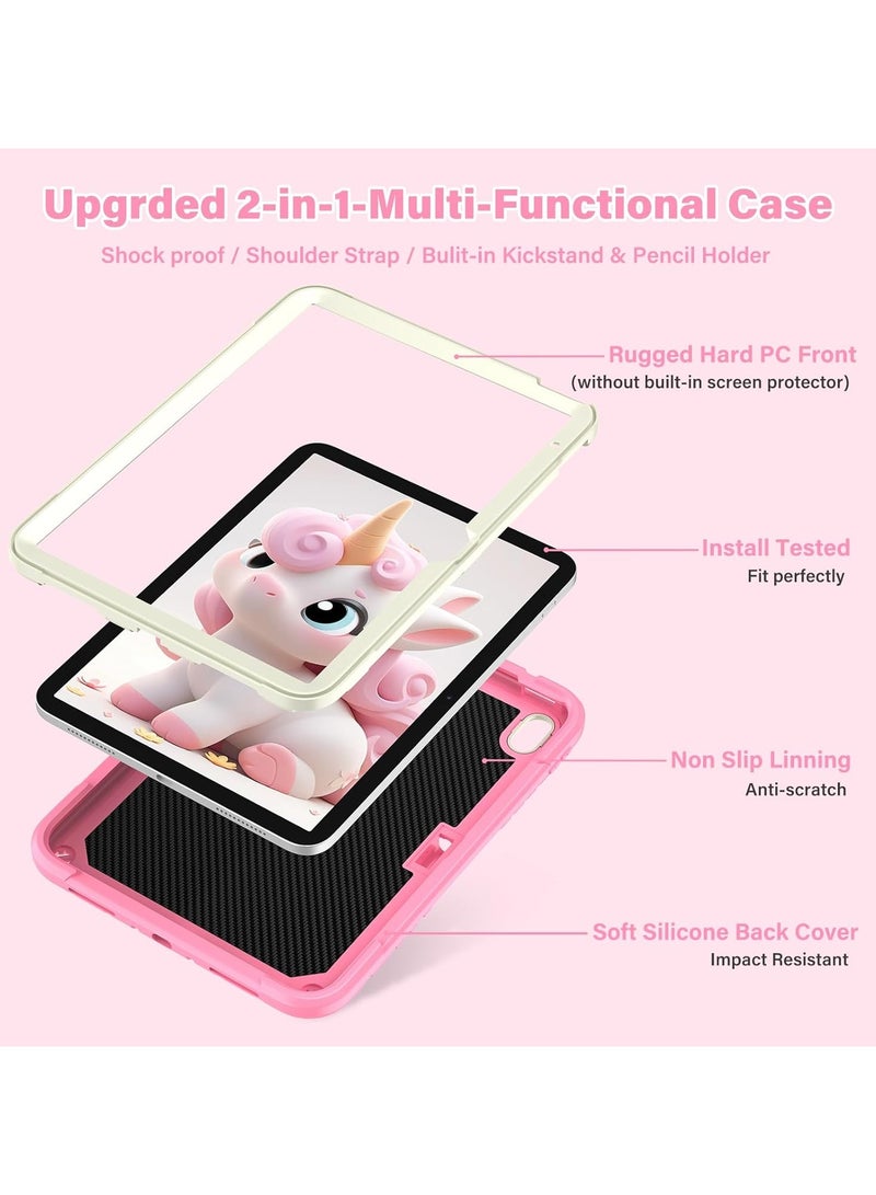 VKL for iPad (A16)11th Generation 11 Inch 2025/ ipad 10th Generation 10.9 Inch 2022 Case for Kids with Pencil Slot, Butterfly Kickstand Shoulder Strap Full-Body Rugged Drop Protective (Pink Unicorn) - Image 2