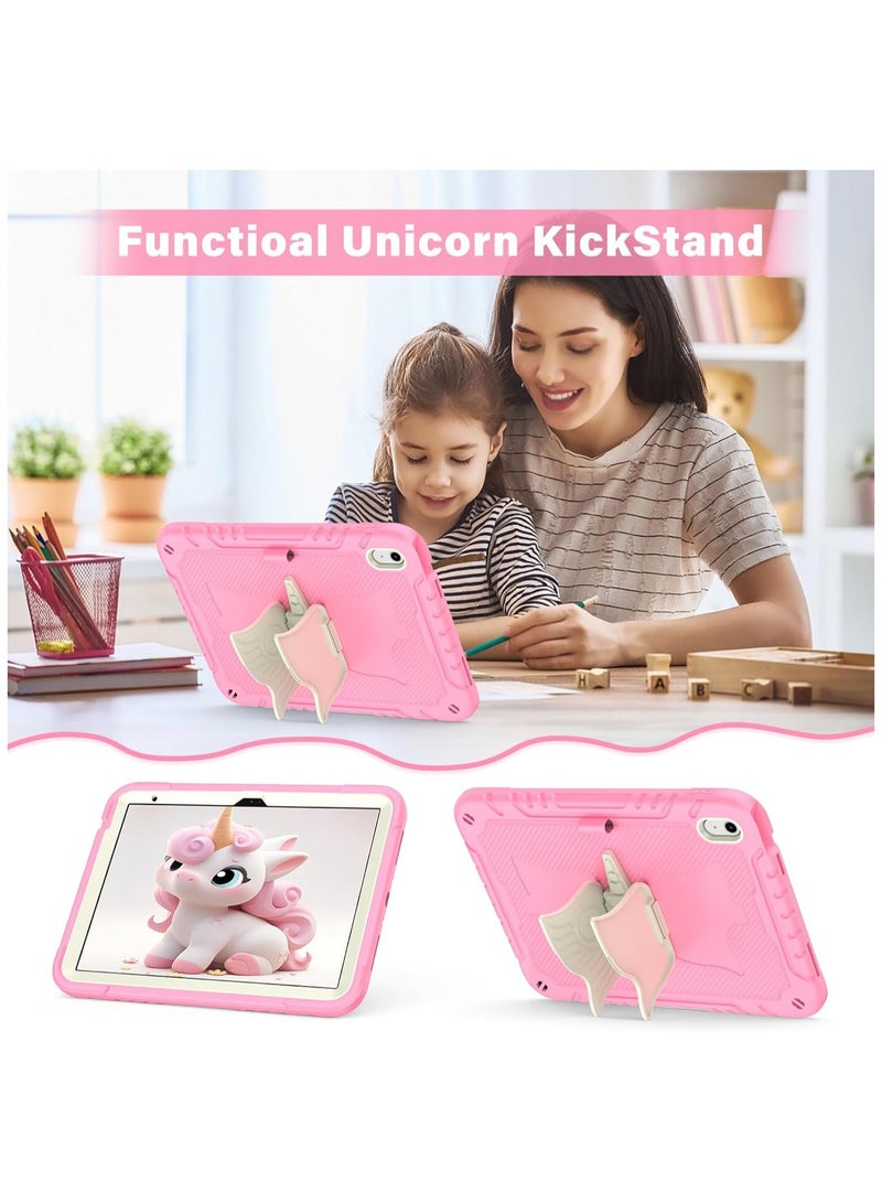 VKL for iPad (A16)11th Generation 11 Inch 2025/ ipad 10th Generation 10.9 Inch 2022 Case for Kids with Pencil Slot, Butterfly Kickstand Shoulder Strap Full-Body Rugged Drop Protective (Pink Unicorn) - Image 5