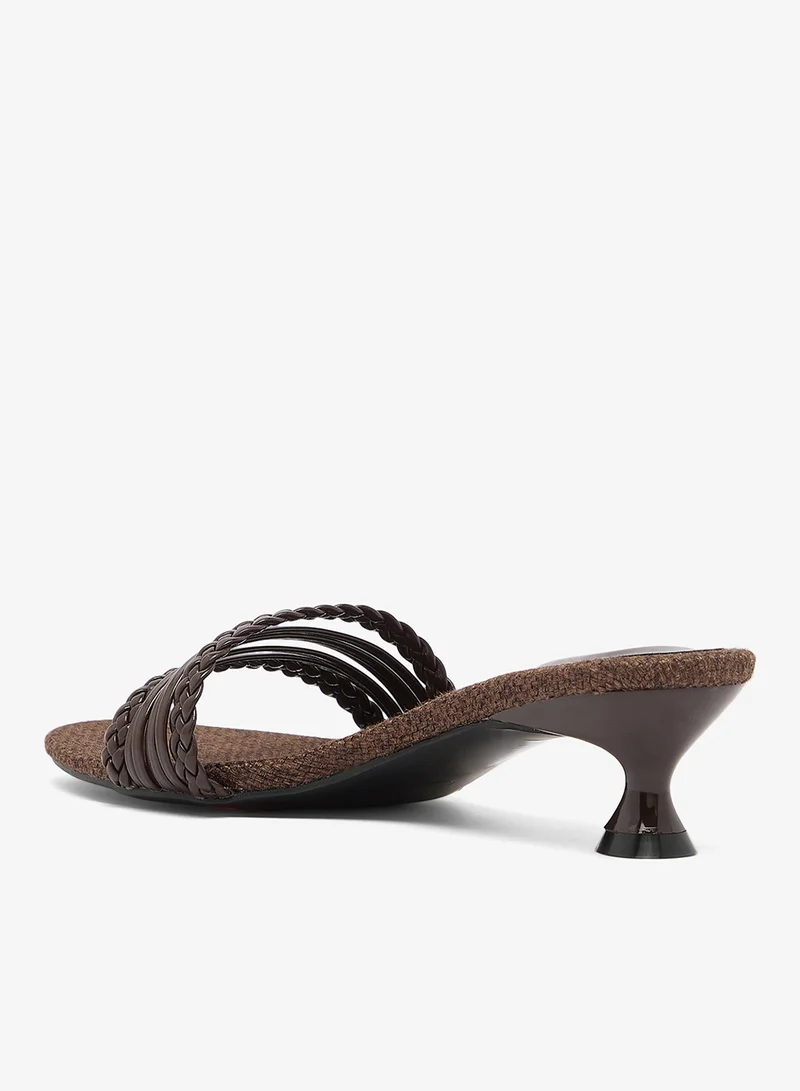 GLAMOROUS  Kitten Mid Heel Woven Sandals for Women | Best Price UAE