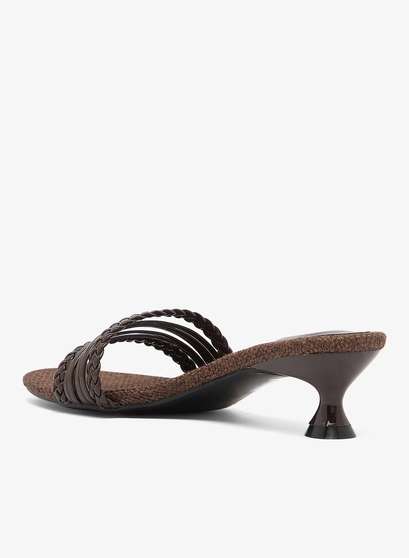 GLAMOROUS Kitten Mid Heel Woven Sandals - Image 3