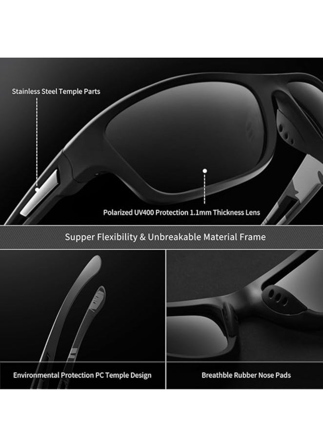 Generic Polarized Sports Sunglasses for Men: UV400 Protection Glasses Womens Wrap Around Goggles for Driving Fishing  - Image 2
