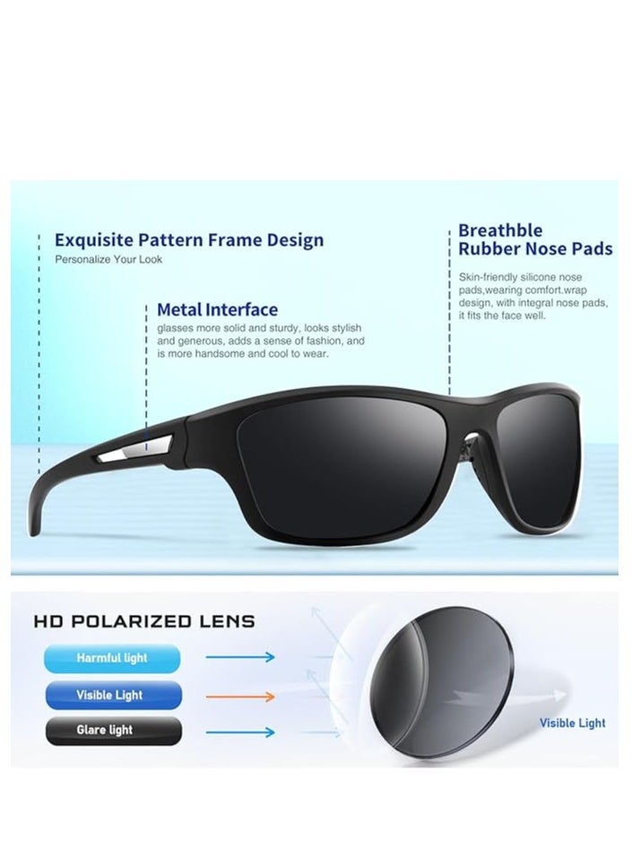 Generic Polarized Sports Sunglasses for Men: UV400 Protection Glasses Womens Wrap Around Goggles for Driving Fishing  - Image 3