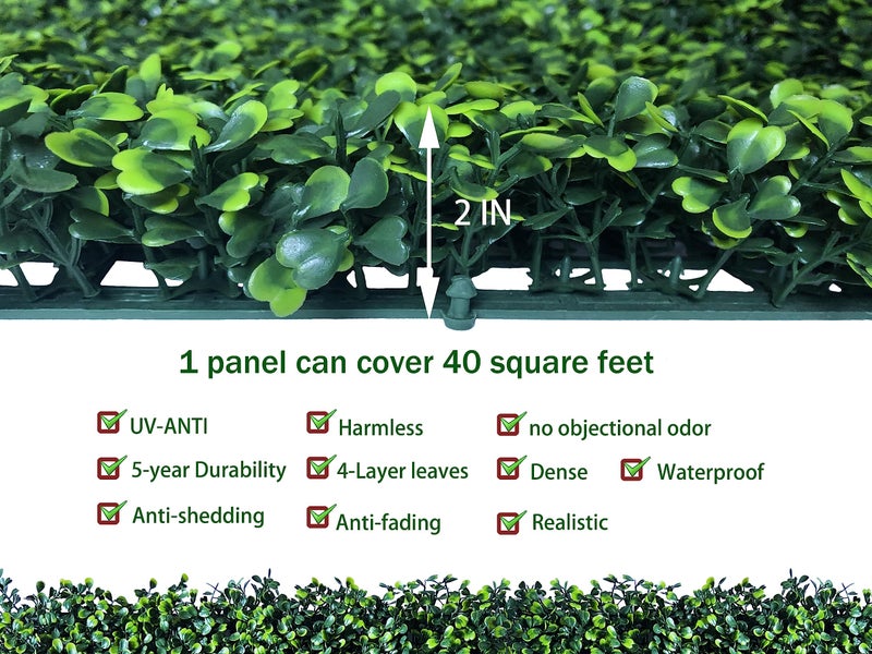ODTORY Artificial Boxwood Roll,48x120 in (40 sqft) UV-Anti Faux Ivy Boxwood Hedge Leaf Grass Wall for Patio Balcony Privacy, Garden, Backyard Greenery Wall Backdrop and Fence Decor - Image 3
