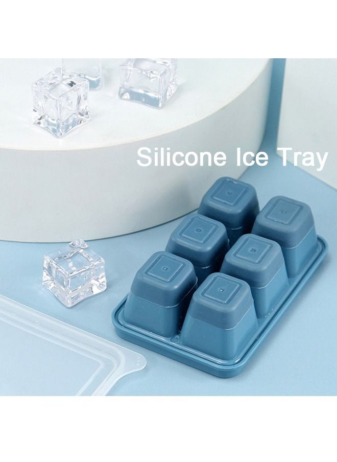 Generic - 3PCS Silicone Ice Crate with Lid, 6-compartment Soft Bottom Ice Tray, Homemade Ice Cube Mould, Reusable Ice Tray, Frozen Stackable Ice Crate Mold for Cocktails, Whiskey (Blue + Grey + Pink) - Image 1