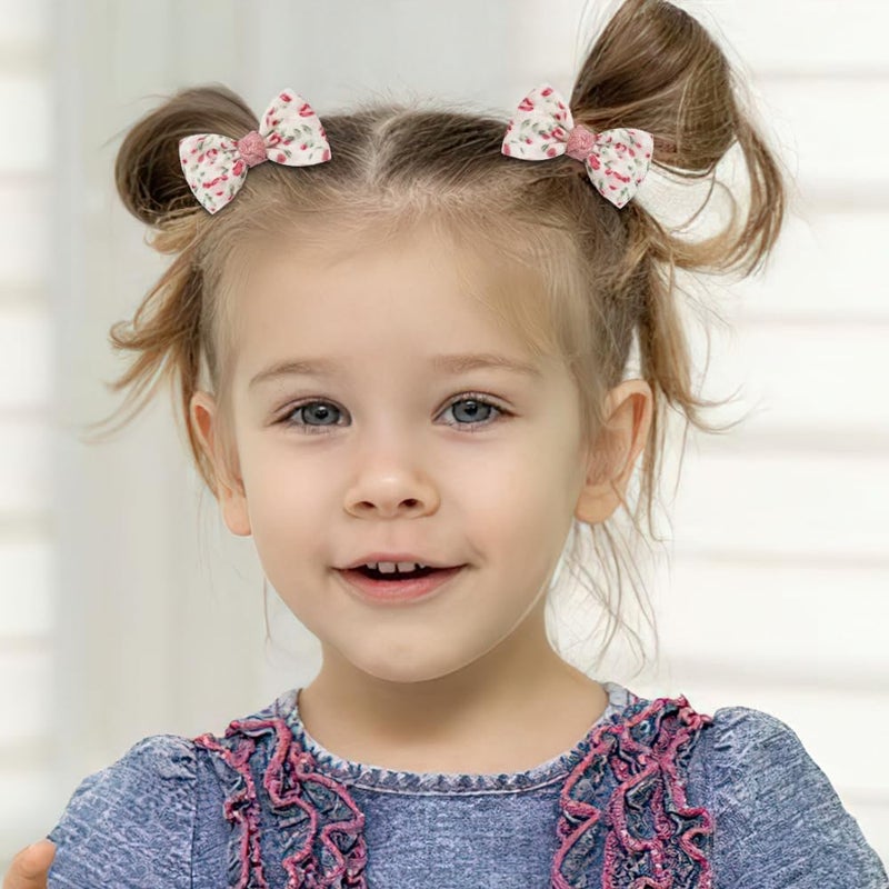 BBgifts 20Pcs Boutique Baby Girl Hair Ties with Flowers Bow, Hair Bow Ties for Toddler Girls, Elastics Ponytail Holders Pigtails Rubber Bands Hair Accessory - Image 2