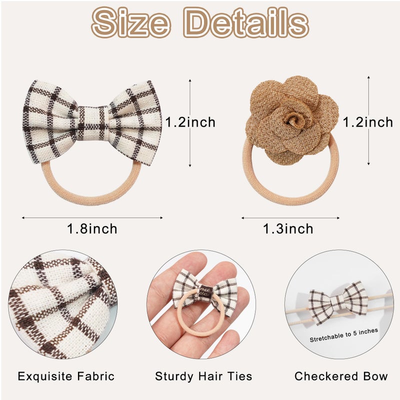 BBgifts 20Pcs Boutique Baby Girl Hair Ties with Flowers Bow, Hair Bow Ties for Toddler Girls, Elastics Ponytail Holders Pigtails Rubber Bands Hair Accessory - Image 4