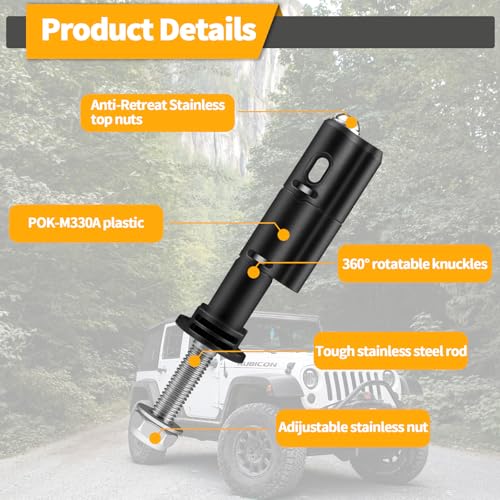 OXDFK Mounting Pins for Recovery Boards, 4 PCS Lockable Traction Board Mount Pins, Safety Theftproof Mounting Pins Compatible with MaxTrax MKII Recovery Boards, Including M10 Bolts, 140MM Pins - Image 3