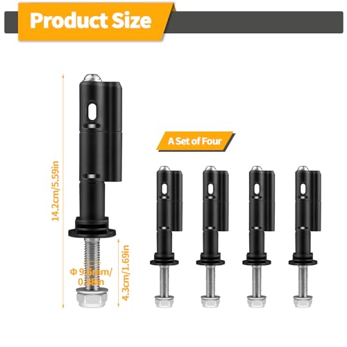 OXDFK Mounting Pins for Recovery Boards, 4 PCS Lockable Traction Board Mount Pins, Safety Theftproof Mounting Pins Compatible with MaxTrax MKII Recovery Boards, Including M10 Bolts, 140MM Pins - Image 2