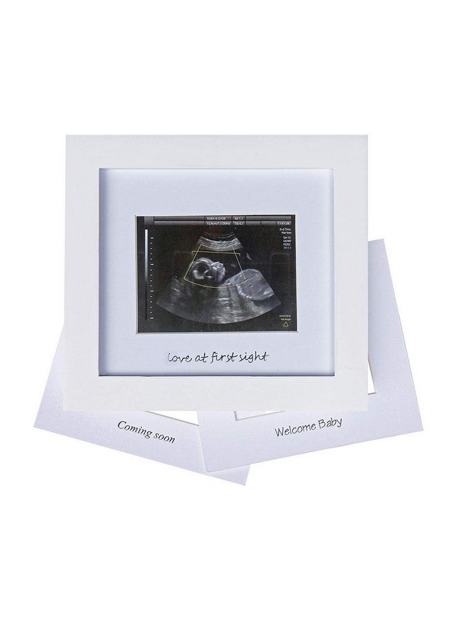 IHEIPYE Baby Sonogram Photo Frame - Ultrasound Picture Frame for Expecting Parents, Baby Showers, Gender Reveal Parties, Nursery Decor (Silver Text, White) - Image 1