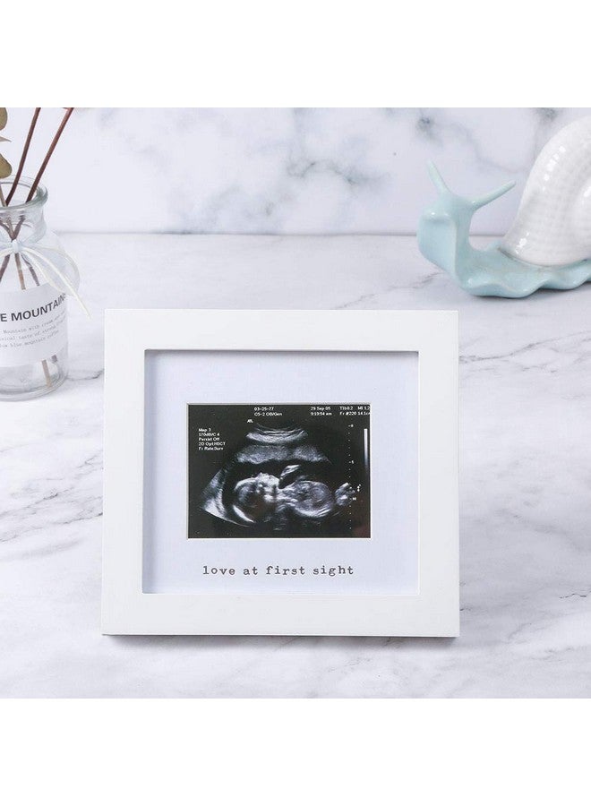 IHEIPYE Baby Sonogram Photo Frame - Ultrasound Picture Frame for Expecting Parents, Baby Showers, Gender Reveal Parties, Nursery Decor (Silver Text, White) - Image 2