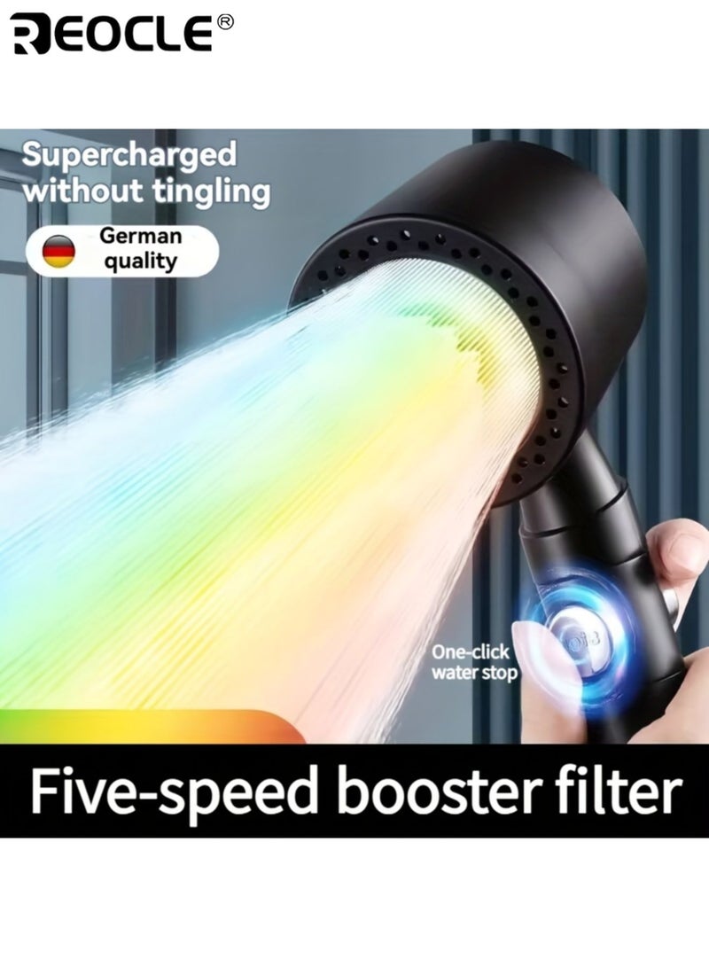 ريوكل رأس دوش محمول بـ 5 أوضاع تدفق للماء وميزة الترشيح - رأس دوش معزز للضغط بإعدادات قابلة للتعديل لتجربة استحمام فاخرة - Image 3