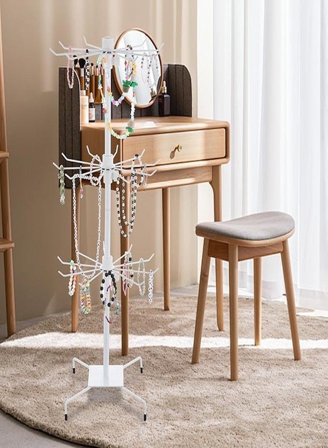 morel METAL 3 TIER SPINNING DISPLAY STAND, MOVABLE SHOP SPINNER RACK WITH HOOKS, RETAIL DISPLAY RACKS FOR JEWELRY KEYRING HATS SOCKS TOYS (WHITE) (3 LAYER METAL). PACK 1 - Image 5