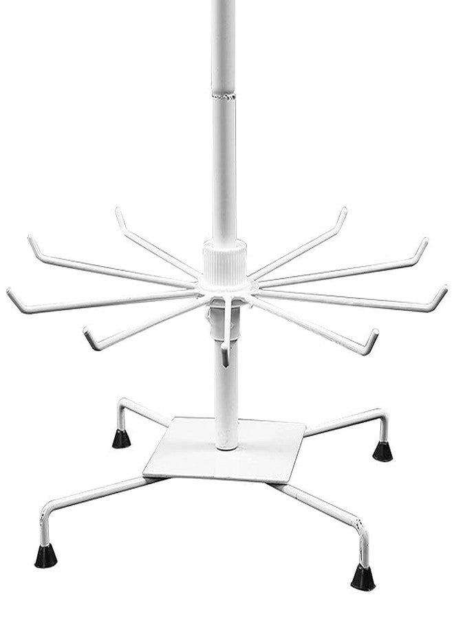 morel METAL 3 TIER SPINNING DISPLAY STAND, MOVABLE SHOP SPINNER RACK WITH HOOKS, RETAIL DISPLAY RACKS FOR JEWELRY KEYRING HATS SOCKS TOYS (WHITE) (3 LAYER METAL). PACK 1 - Image 3
