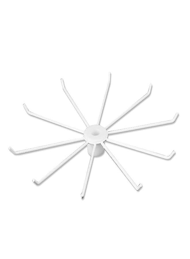 morel METAL 3 TIER SPINNING DISPLAY STAND, MOVABLE SHOP SPINNER RACK WITH HOOKS, RETAIL DISPLAY RACKS FOR JEWELRY KEYRING HATS SOCKS TOYS (WHITE) (3 LAYER METAL). PACK 1 - Image 4