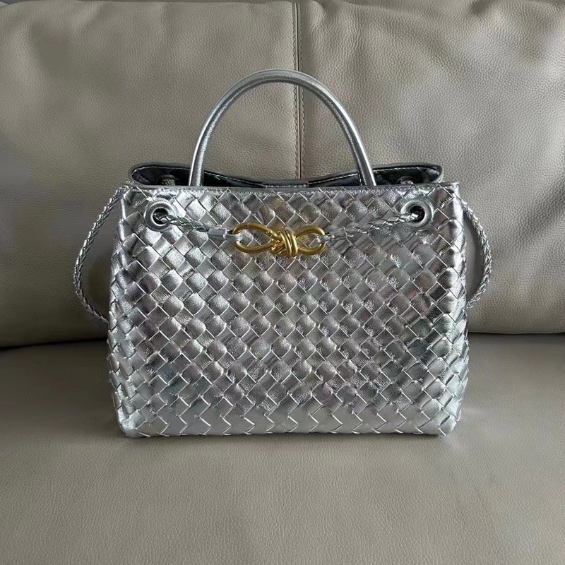 Family B High Quality Leather Woven Tote Bag All-Match Fashion Casual Shoulder Crossbody Handbag With Bow - Image 1