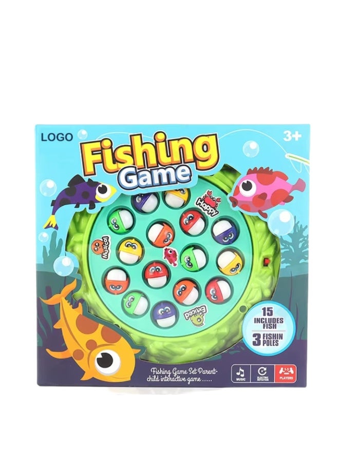 DAT Kids Electric Rotating Fishing Game with Music – 15 Fish & 3 Rods, Hand-Eye Coordination Toy, Ages 3+ - Image 1