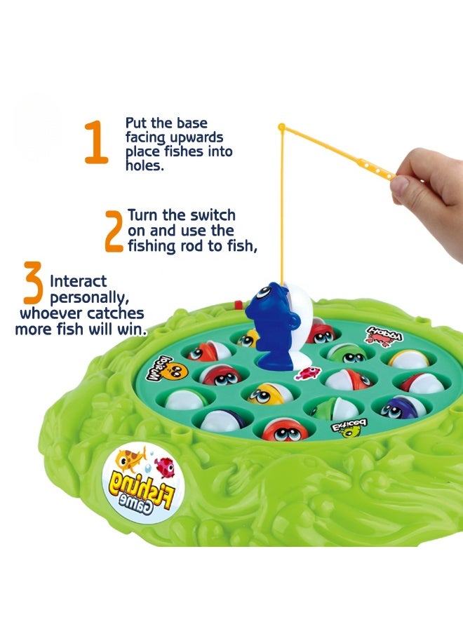 DAT Kids Electric Rotating Fishing Game with Music – 15 Fish & 3 Rods, Hand-Eye Coordination Toy, Ages 3+ - Image 2
