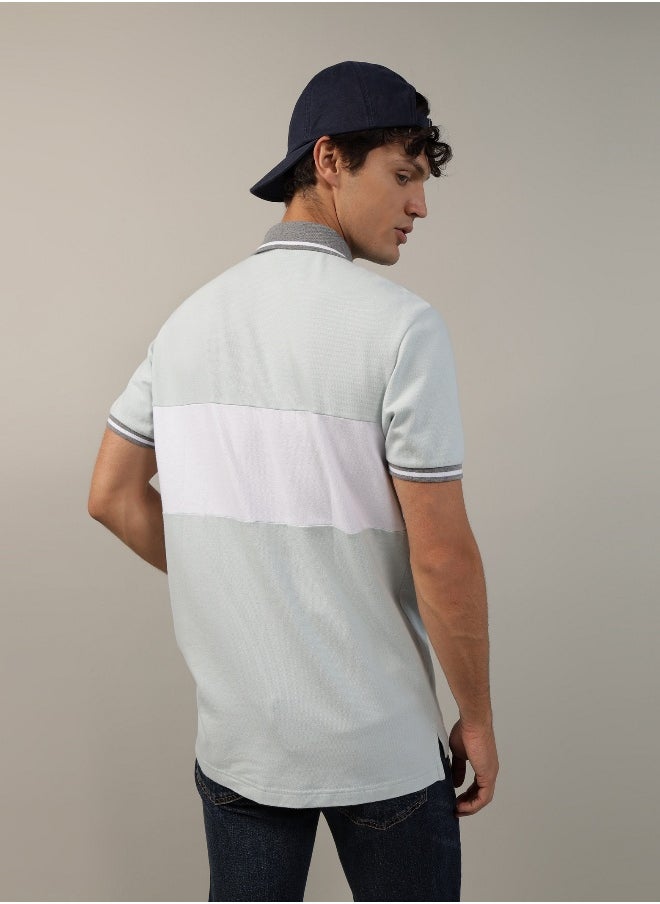 American Eagle - AE Colorblock Logo Flex Pique Polo Shirt - Image 1