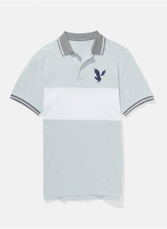American Eagle - AE Colorblock Logo Flex Pique Polo Shirt - Image 1