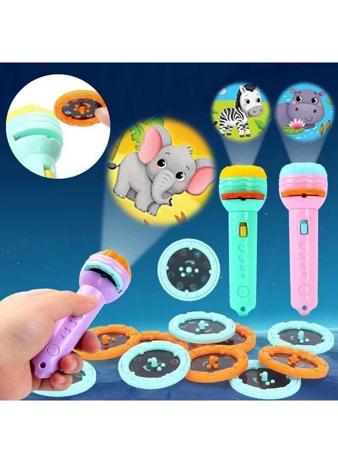 Storio Storio 3 Slides 24 Patterns Mini Projector Torch Toy Slide Flashlight Projector Torch for Kids Sleeping Story Toys for Toddlers, Educational Learning Toys,Space,Animal &Foods  - Image 4
