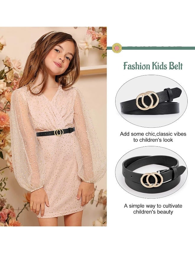 Leather Waist Belt Women's Chic Faux Leather Waist Belt Faux Leather Jeans Belt For Girls With Double O-Ring Buckle For Teen 2 Pack  - Image 2