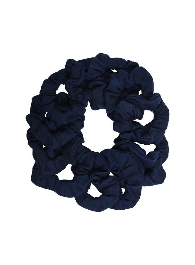Motique Accessories 12 Pack Solid Hair Ties Scrunchies (Navy) - Image 1