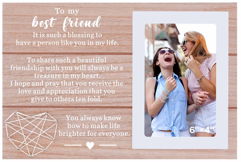 NZY Friendship Picture Frame Gift for Sister Soul Sister BFF Best Friends Besties Long Distance Friendship Gifts for Women 4x6 Inches Photo Frame Appreciation Gift for Friends - Image 1
