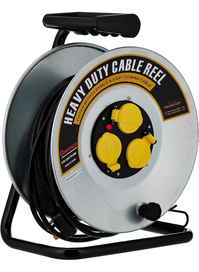 OSHTRACO بكرة كابل أوشتراكو المعدنية 3 طرق للاستخدام الثقيل، بطول 25 متر - Image 1