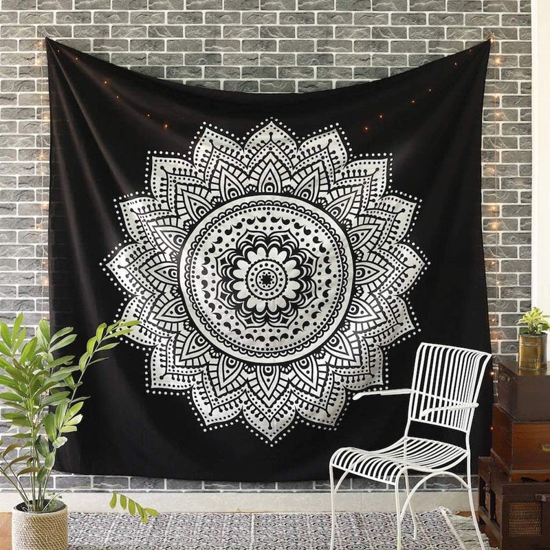NOKHWAL Tapestry Wall Hanging Bedsheet Mandala Tapestry Handmade Printed Design Cotton Wall Hanging Tapestry Wall Hanging Wall Dcor Poster A - Image 3