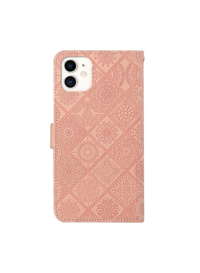 اس-توب جراب لهاتف iPhone 12 بتصميم عرقي منقوش، جراب جلدي أفقي قابل للطي مع حامل وفتحات للبطاقات ومحفظة وحبل - Image 4