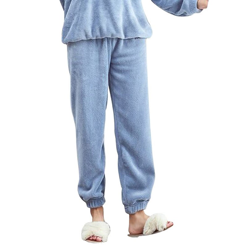 Ukal Womens Winter Plush Fluffy Pajama Pants Warm Fleece Lounge Pants Sleepwear Relaxed Bottoms Free Size (Waist 28-34 Pack Of 1) (Grey) (Blue) - Image 5
