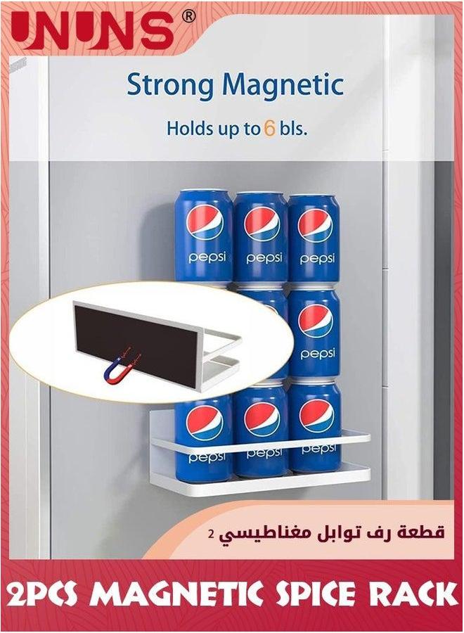 UNUNS Spice Rack Organizer,2 Pack Magnetic Wall Mounted Shelf,Strong Shelves For Refrigerator,Single Tier Fridge Storage Shelf,Large Capacity,Space Saving-Black+White - Image 4