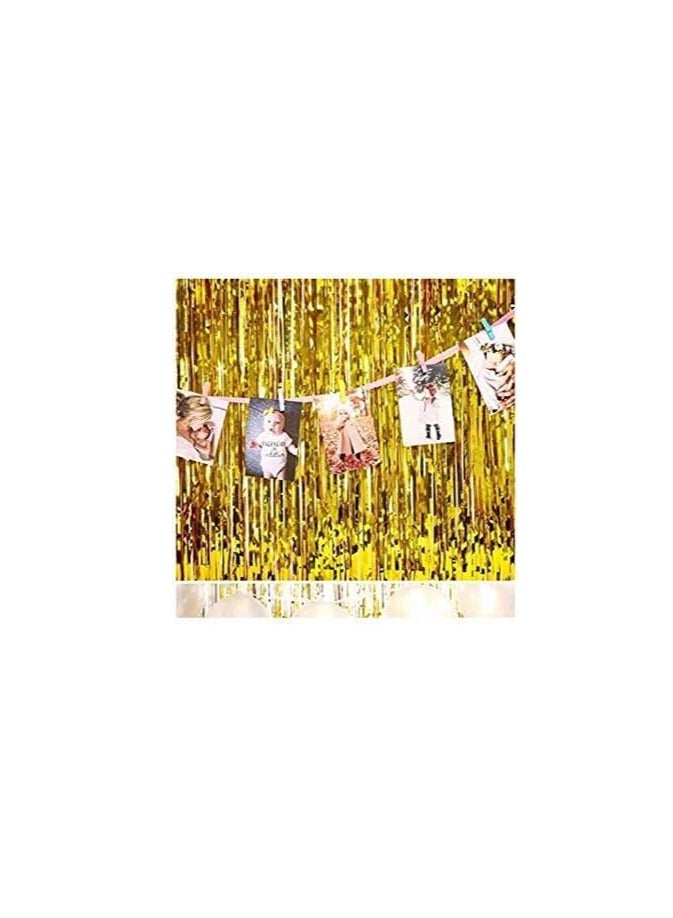 Dubkart 3 Pack Set Pale Champagne Metallic Foil Fringe Tinsel Curtain Happy Birthday Party Decoration Backdrop - Image 2