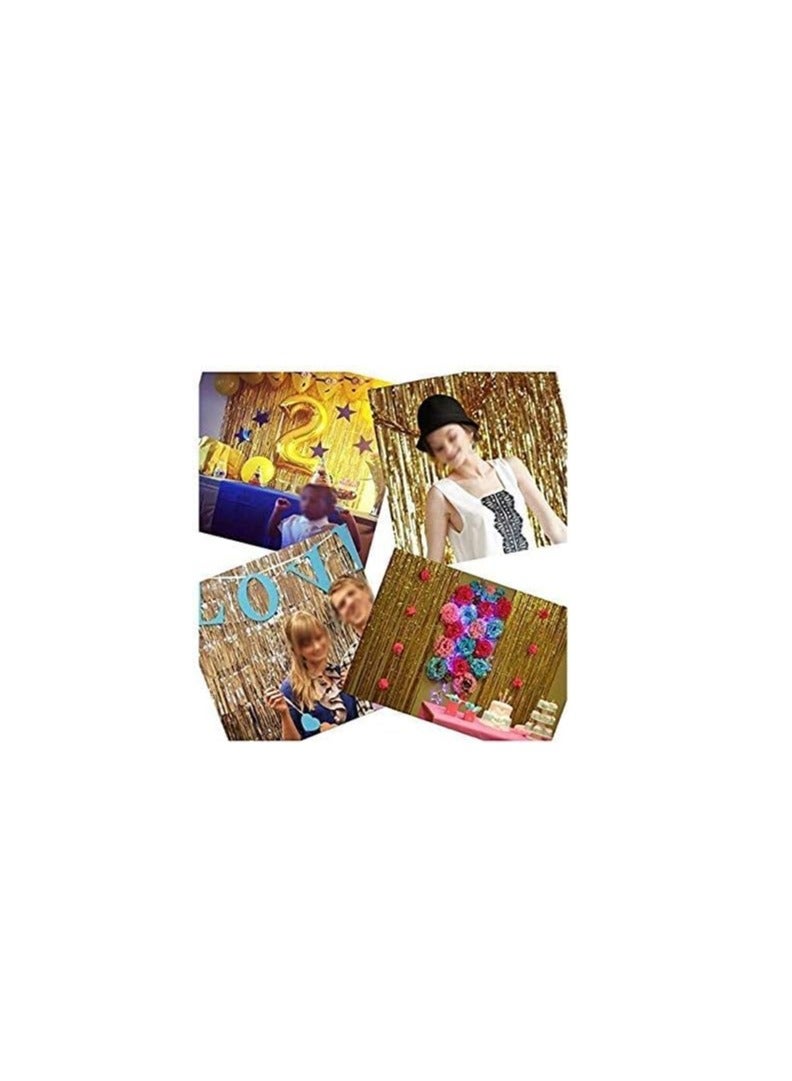 Dubkart 3 Pack Set Pale Champagne Metallic Foil Fringe Tinsel Curtain Happy Birthday Party Decoration Backdrop - Image 3