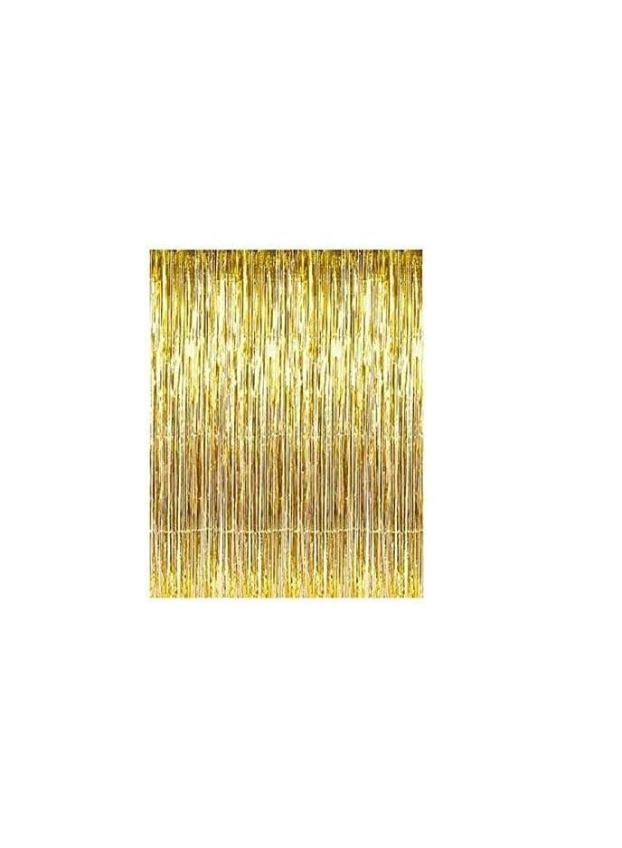 Dubkart 3 Pack Set Pale Champagne Metallic Foil Fringe Tinsel Curtain Happy Birthday Party Decoration Backdrop - Image 1